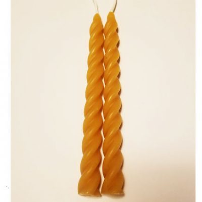 Pure Beeswax Spiral Twist Taper Candles Organic - 8 Tall, Hand Made